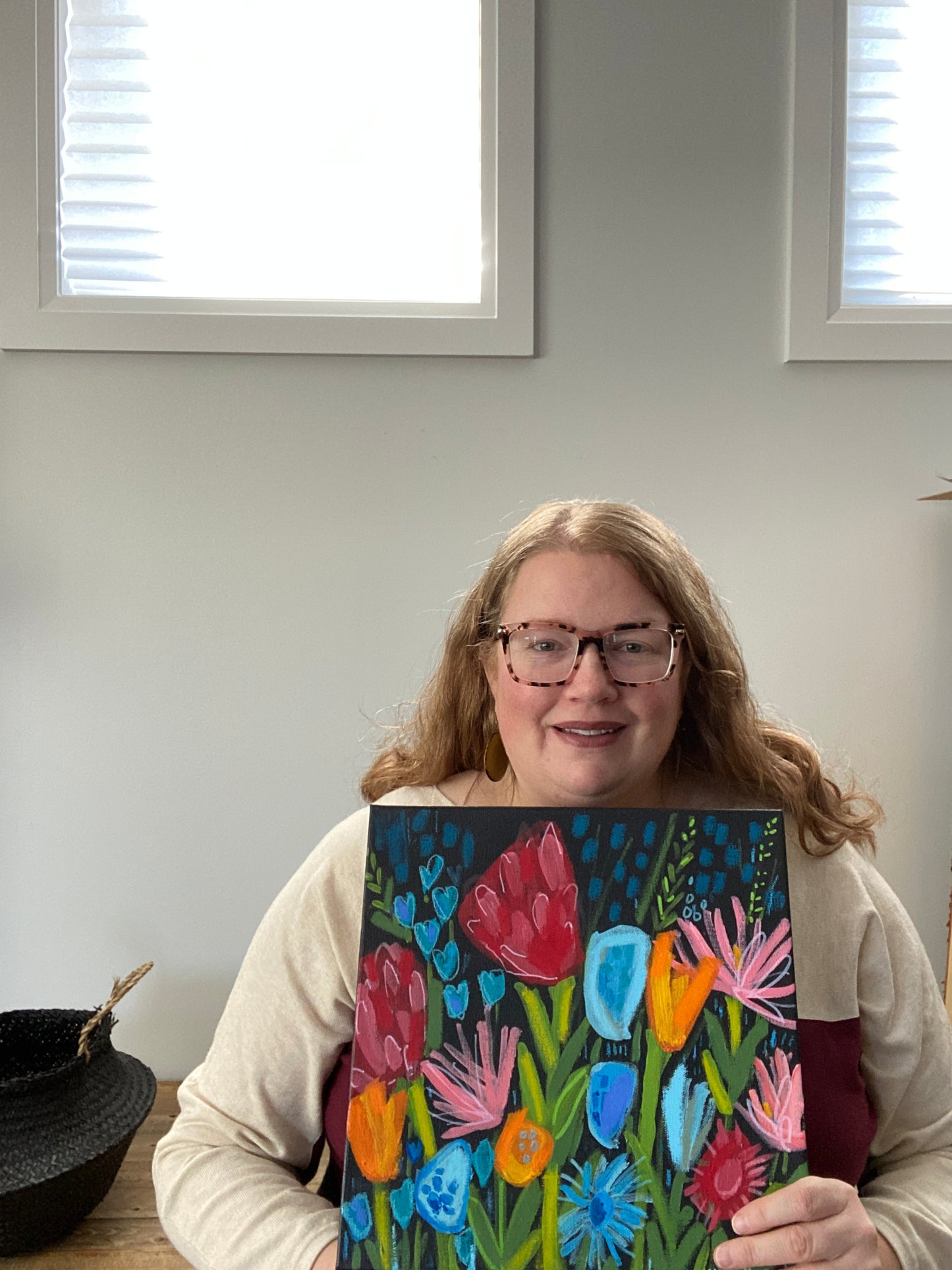 Original Art / New Growth 3/ 12”x12” Modern Floral Painting on Canvas