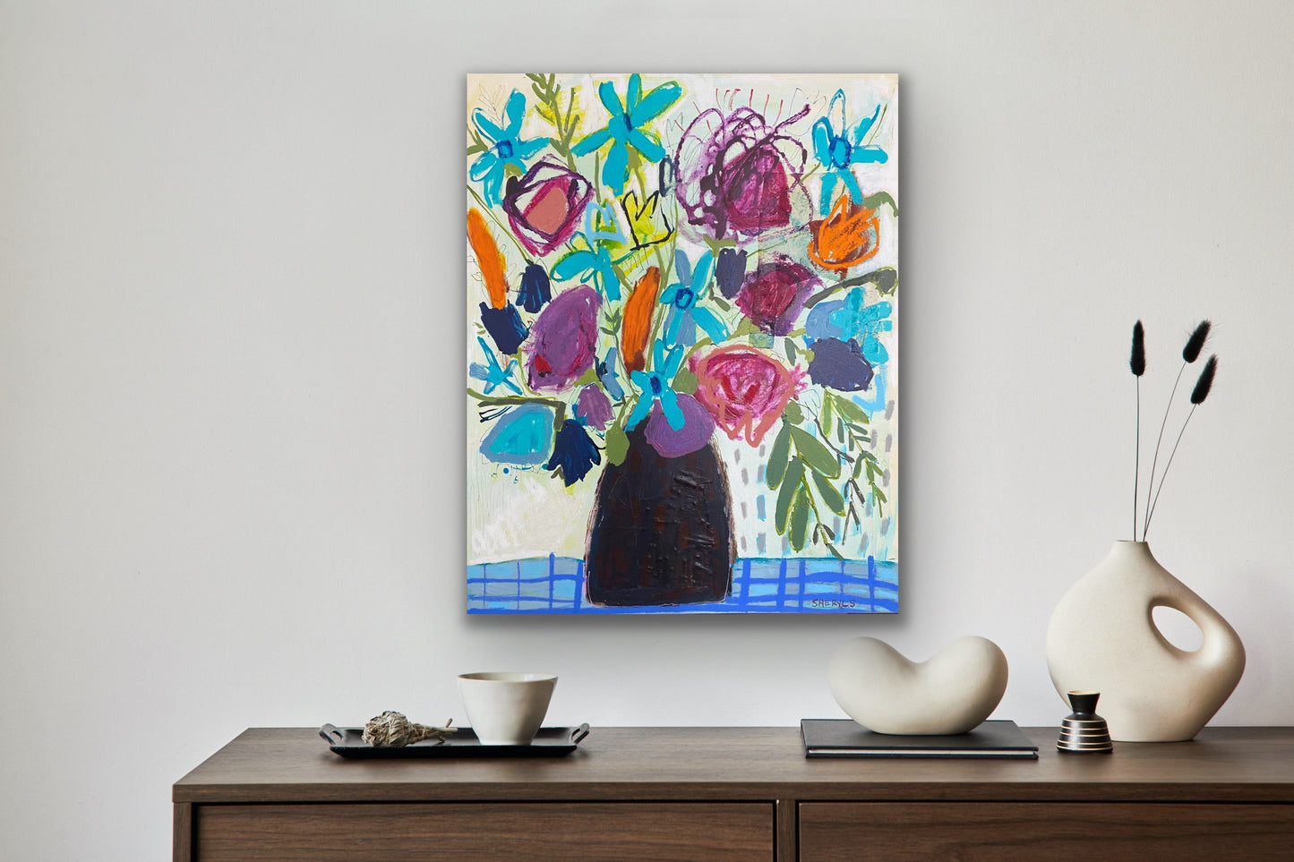 Original Wall Art / Meditaranen Harvest / Loose Flowers/ Mixed Media 30"x24