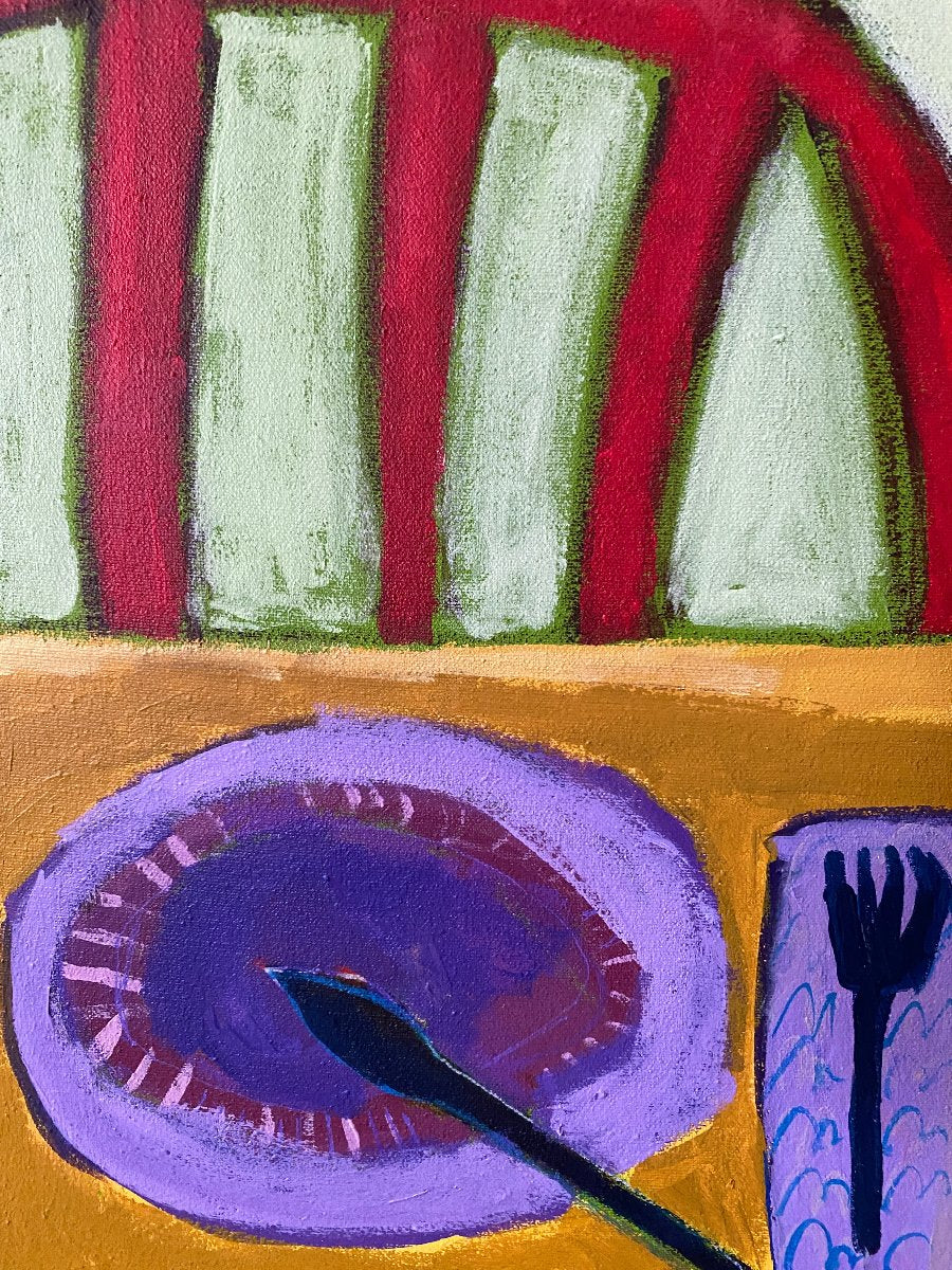 Mom’s Strawberry Jam Floral / 30”x30” Still Life Original Wall Art