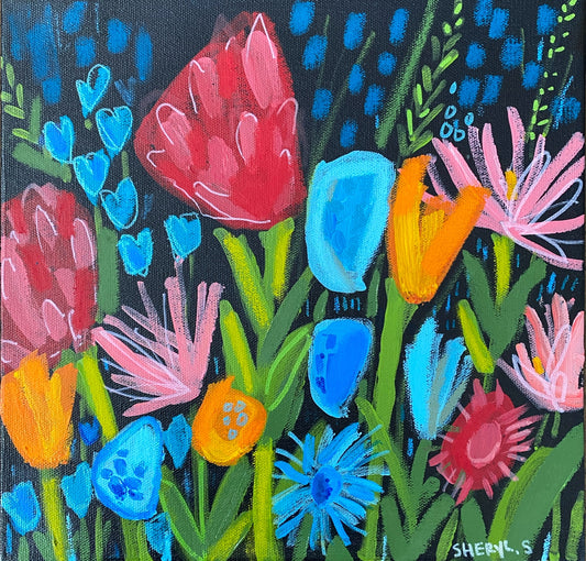 Original Art / New Growth 3/ 12”x12” Modern Floral Painting on Canvas