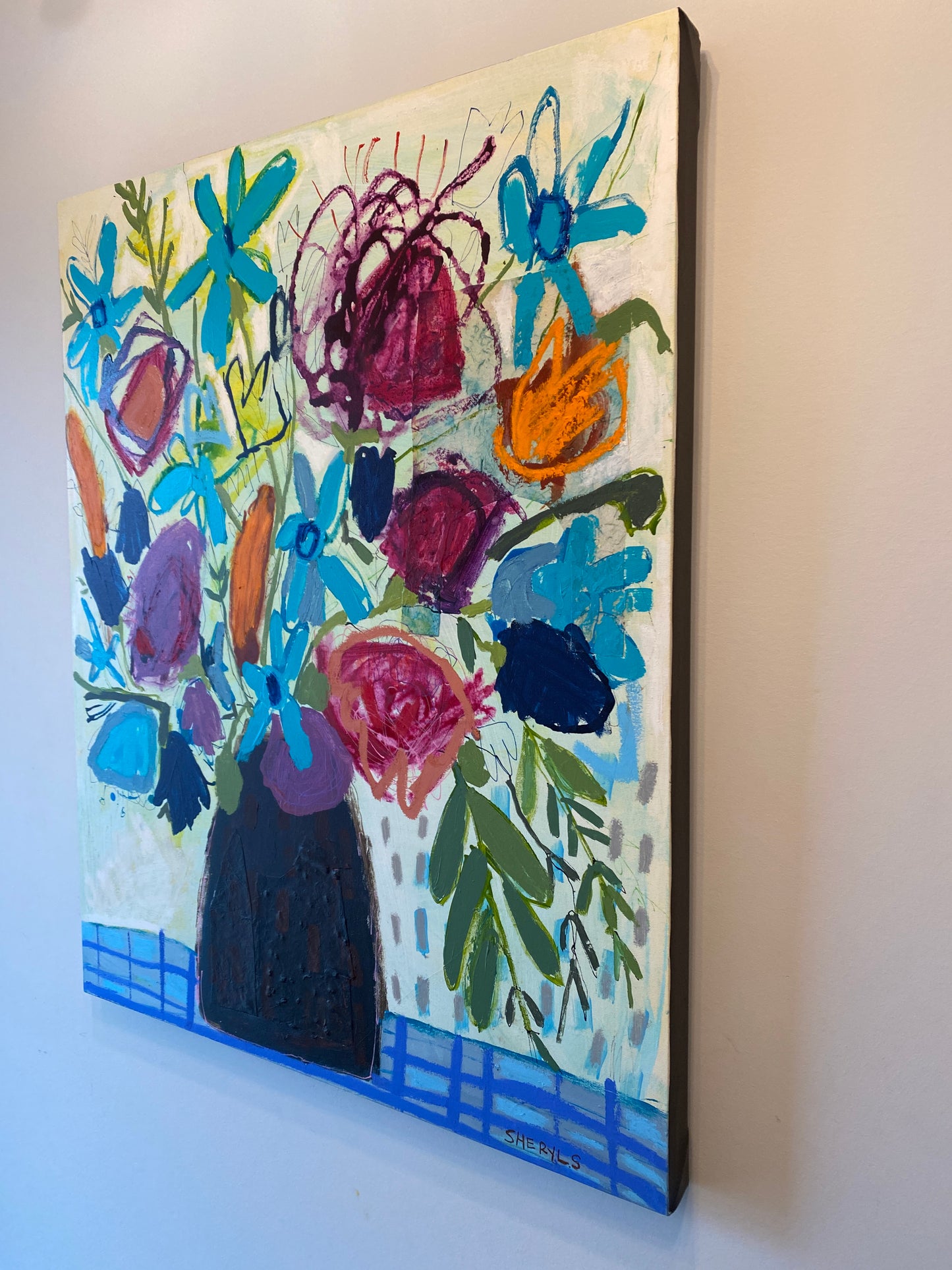 Original Wall Art / Meditaranen Harvest / Loose Flowers/ Mixed Media 30"x24