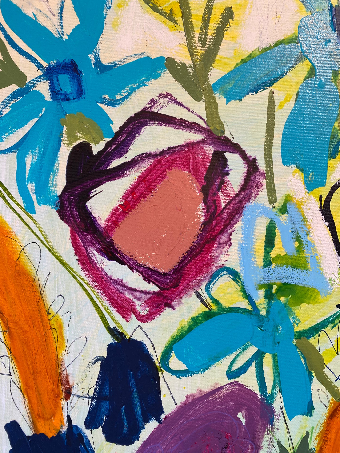 Original Wall Art / Meditaranen Harvest / Loose Flowers/ Mixed Media 30"x24