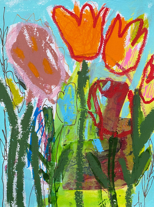 Colour Play 11 Loose Florals / Modern Flowers / Wall ART / Original art on paper
