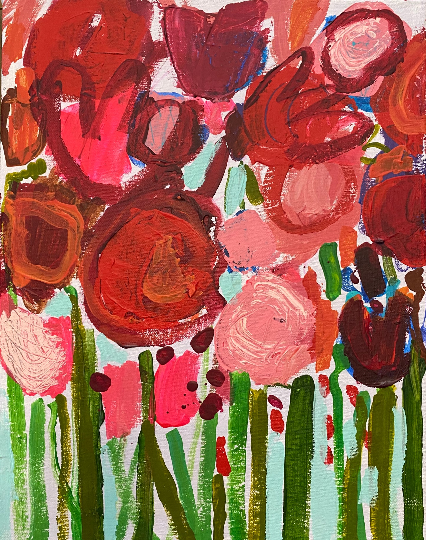 Fresh Blooms 10/ 11”x14” / Colourful Original Wall Art on Canvas / Fine Art for Sale