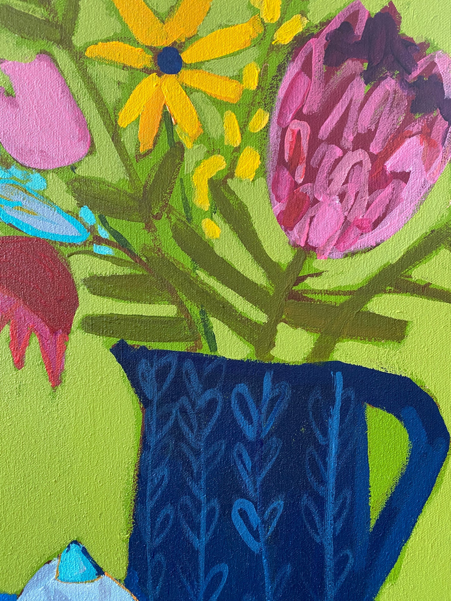 Original Wall Painting/ Afternoon Tea With Protea Flower/ 20”x24”