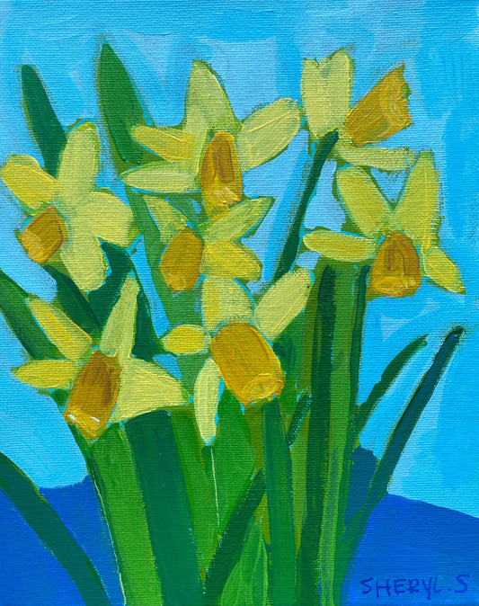 Original Wall Art / Spring Daffodils / Botanical Wall