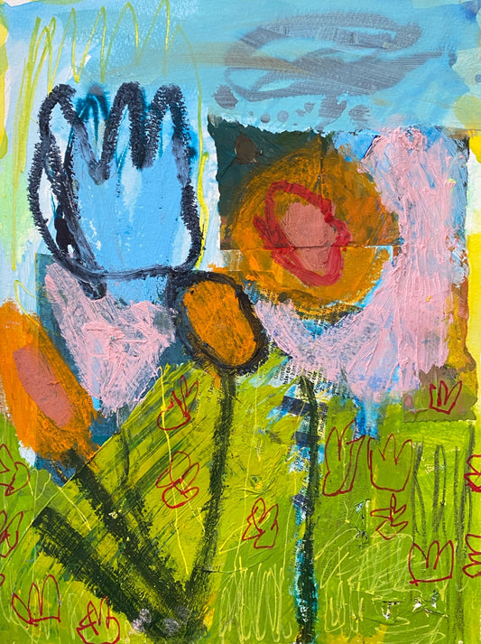 Colour play 4  Loose Florals / Modern Flowers / Wall ART / original art on paper