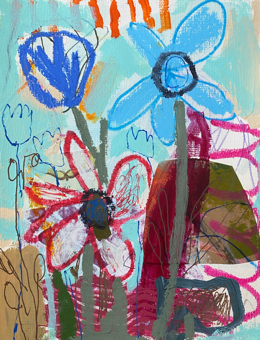Colour Play 5 Loose Florals / Modern Flowers / Wall ART / original art on paper