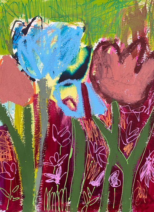 Colour Play 8 Loose Florals / Modern Flowers / Wall ART / original Art on paper